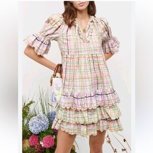 CeliaB Liv Plaid Scalloped Trim Dress